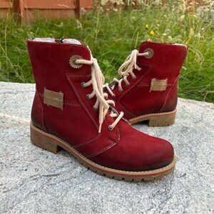 Red Suede European Ankle Boots